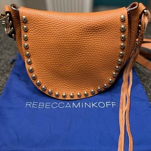 Rebecca Minkoff brown leather studded saddle bag